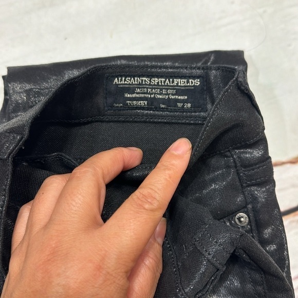 ALLSAINTS SPITALFIELDS women’s cigarette skinny jeans in size 28 Shiny Black EUC - Picture 13 of 16